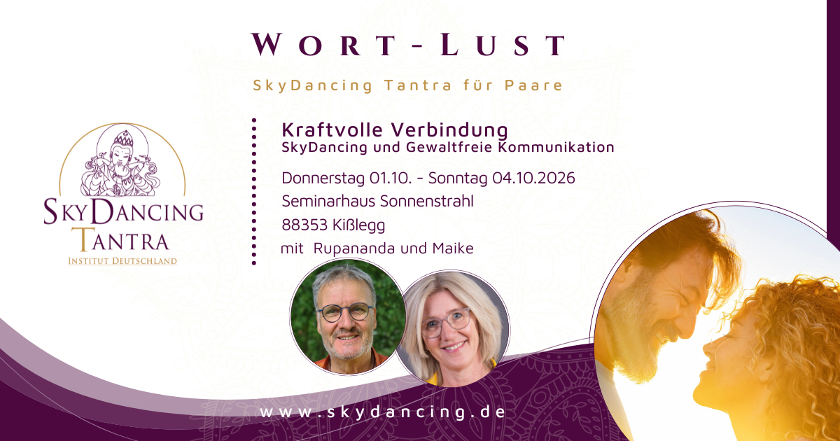 Tantra-Seminar für Paare mit Rupananda und Maike vom 01.–04.10.2026 in Kisslegg: tiefe Verbindung, Vertrauen, Nähe, bewusste Kommunikation und gemeinsame Begegnung.
