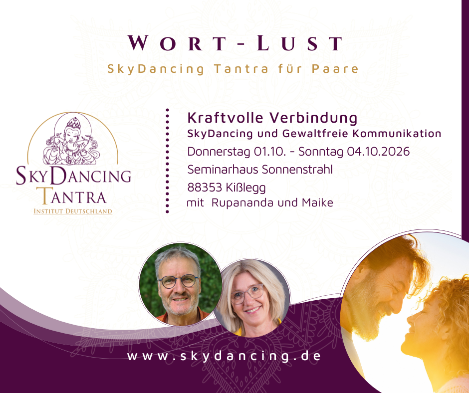 Tantra-Seminar für Paare mit Rupananda und Maike vom 01.–04.10.2026 in Kisslegg: tiefe Verbindung, Vertrauen, Nähe, bewusste Kommunikation und gemeinsame Begegnung.